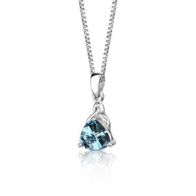 Swiss Blue Topaz Pendant Sterling Silver Trillion 2 Carats