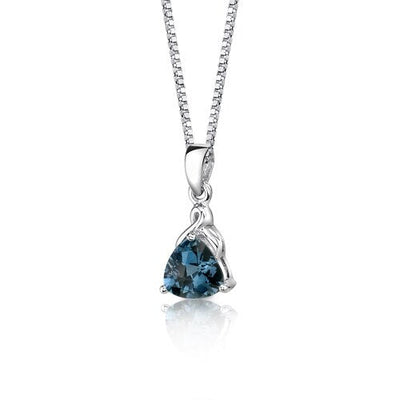 London Blue Topaz Pendant Sterling Silver Trillion 2 Carats