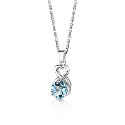 Swiss Blue Topaz Pendant Sterling Silver Round 2.25 Carats