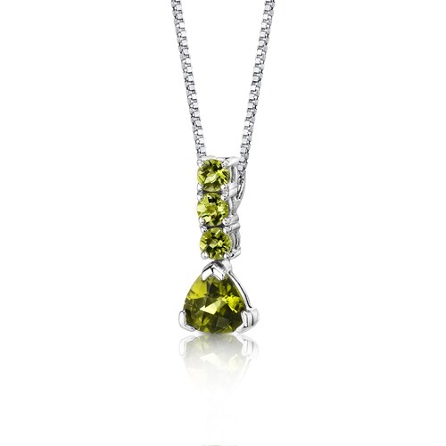 Peridot Pendant Necklace Sterling Silver Trillion 2.75 Carats