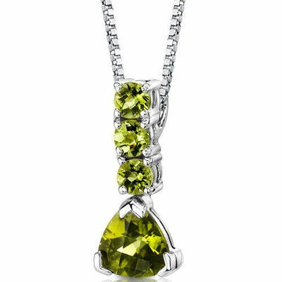 Peridot Pendant Necklace Sterling Silver Trillion 2.75 Carats