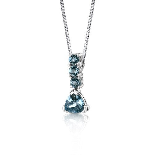 Swiss Blue Topaz Pendant Sterling Silver Trillion 3 Carats