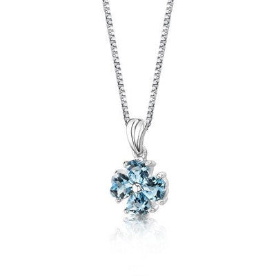 Swiss Blue Topaz Pendant Necklace Sterling Silver Heart 2 Carat