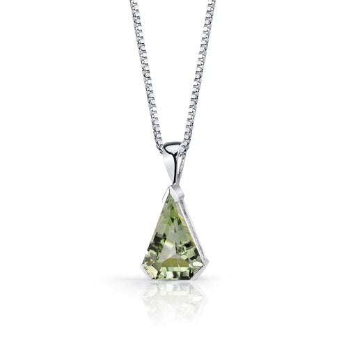 Green Amethyst Pendant Sterling Silver Chevron Cut 6.75 Carats