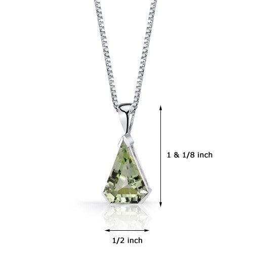 Green Amethyst Pendant Sterling Silver Chevron Cut 6.75 Carats