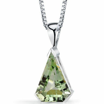 Green Amethyst Pendant Sterling Silver Chevron Cut 6.75 Carats