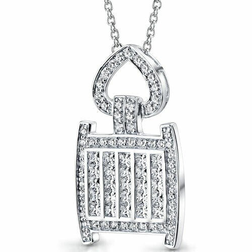 Cubic Zirconia Pendant Necklace Sterling Silver SP8834