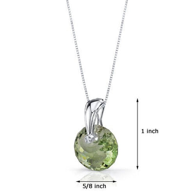 Green Amethyst Pendant Sterling Silver Snail Cut 15 Carats