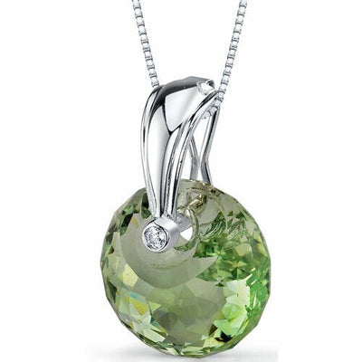 Green Amethyst Pendant Sterling Silver Snail Cut 15 Carats