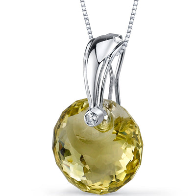 Lemon Quartz Pendant Sterling Silver Snail Cut 15 Cts