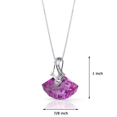 Pink Sapphire Pendant Necklace Sterling Silver Shell Cut 21 Cts