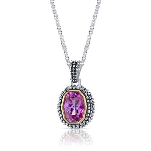 Pink Sapphire Pendant Sterling Silver Barrel Cut 7.75 Carats