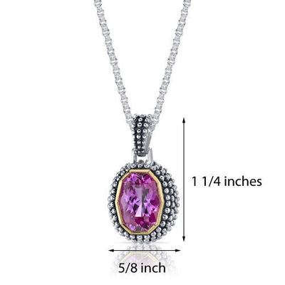 Pink Sapphire Pendant Sterling Silver Barrel Cut 7.75 Carats