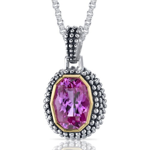 Pink Sapphire Pendant Sterling Silver Barrel Cut 7.75 Carats