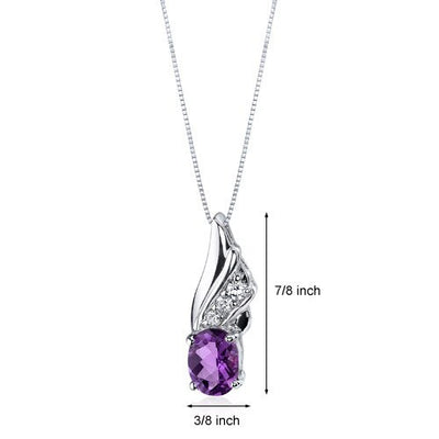 Amethyst Pendant Necklace Sterling Silver Oval Shape 1 Carats