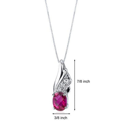 Ruby Pendant Necklace Sterling Silver Oval Shape 1.75 Carats