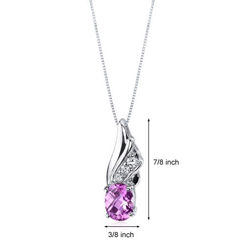 Pink Sapphire Pendant Necklace Sterling Silver Oval 1.75 Carats