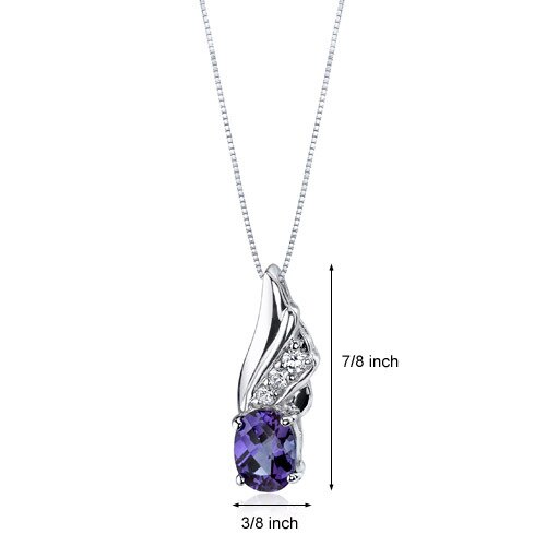 Alexandrite Pendant Necklace Sterling Silver Oval 1.75 Carats