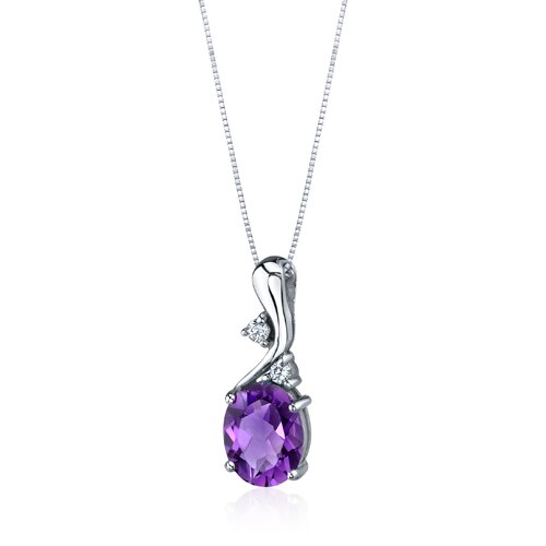 Amethyst Pendant Necklace Sterling Silver Oval Shape 2.25 Carat