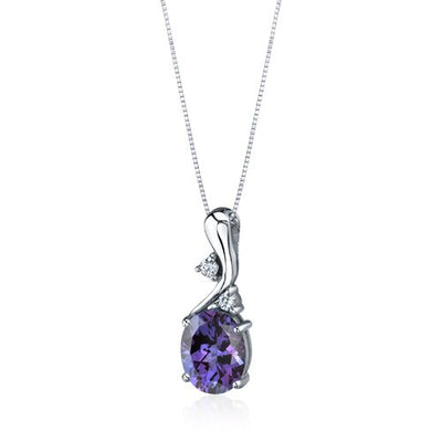 Alexandrite Pendant Necklace Sterling Silver Oval 3.5 Carats