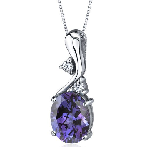 Alexandrite Pendant Necklace Sterling Silver Oval 3.5 Carats