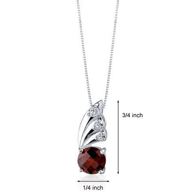 Garnet Pendant Necklace Sterling Silver Round Shape 1.75 Carats