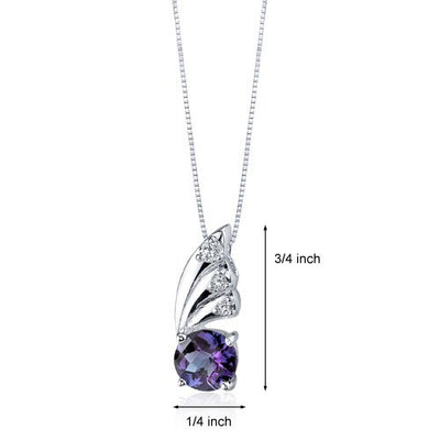 Alexandrite Pendant Necklace Sterling Silver Round 1.75 Carats