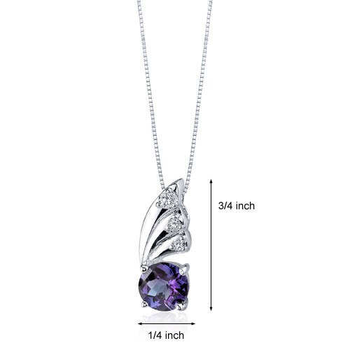 Alexandrite Pendant Necklace Sterling Silver Round 1.75 Carats