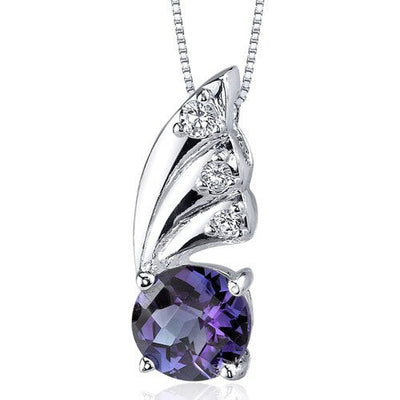 Alexandrite Pendant Necklace Sterling Silver Round 1.75 Carats