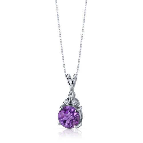 Amethyst Pendant Necklace Sterling Silver Round 1.75 Carats SP9266