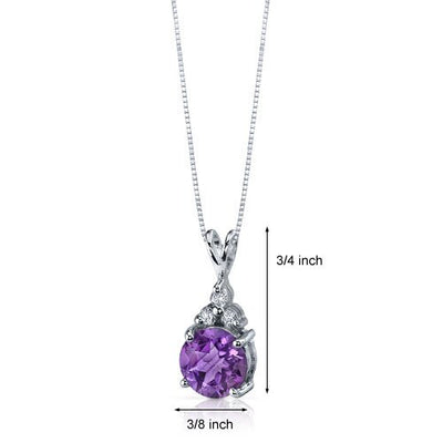 Amethyst Pendant Necklace Sterling Silver Round 1.75 Carats SP9266