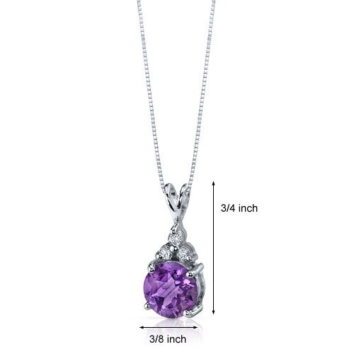 Amethyst Pendant Necklace Sterling Silver Round 1.75 Carats SP9266