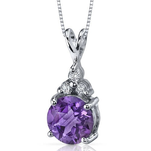 Amethyst Pendant Necklace Sterling Silver Round 1.75 Carats SP9266