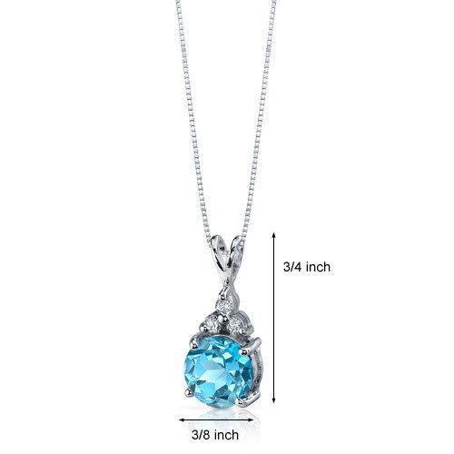 Swiss Blue Topaz Pendant Sterling Silver Round 2.25 Carats