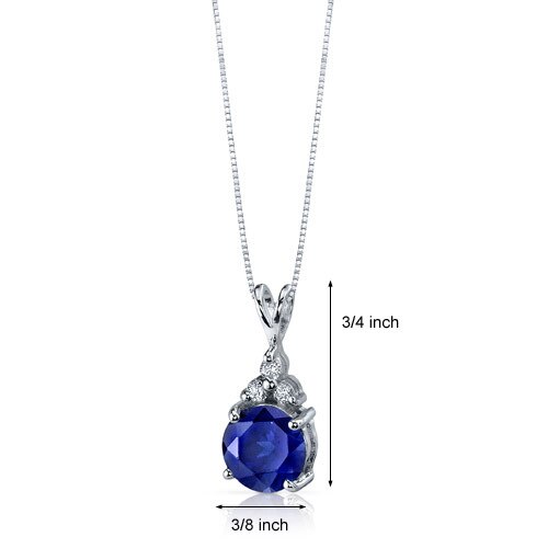 Blue Sapphire Pendant Necklace Sterling Silver Round 2.75 Carat