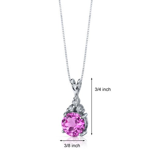 Pink Sapphire Pendant Necklace Sterling Silver Round 2.5 Carats