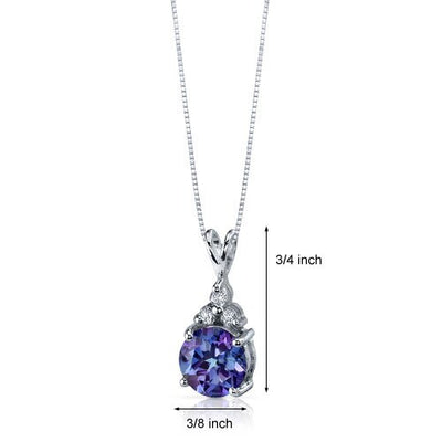 Alexandrite Pendant Necklace Sterling Silver Round 2.5 Carats