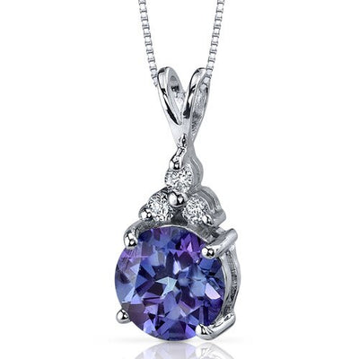 Alexandrite Pendant Necklace Sterling Silver Round 2.5 Carats