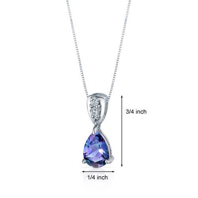 Alexandrite Pendant Necklace Sterling Silver Pear 2.5 Carats