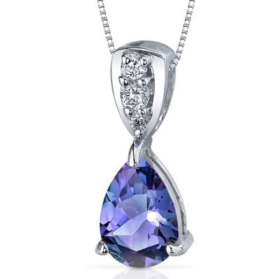 Alexandrite Pendant Necklace Sterling Silver Pear 2.5 Carats