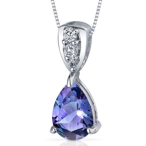 Alexandrite Pendant Necklace Sterling Silver Pear 2.5 Carats