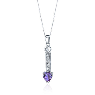 Simulated Alexandrite Heart Pendant Sterling Silver 1.75 Carats