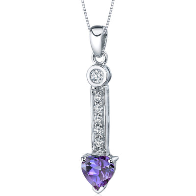 Simulated Alexandrite Heart Pendant Sterling Silver 1.75 Carats