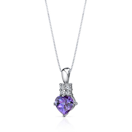 Alexandrite Pendant Necklace Sterling Silver Heart 1.75 Carats