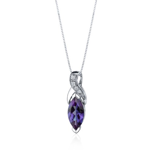 Alexandrite Pendant Necklace Sterling Silver Marquise 2.5 Carat