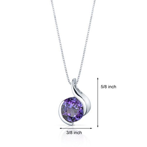 Alexandrite Pendant Necklace Sterling Silver Round 2.5 Carats