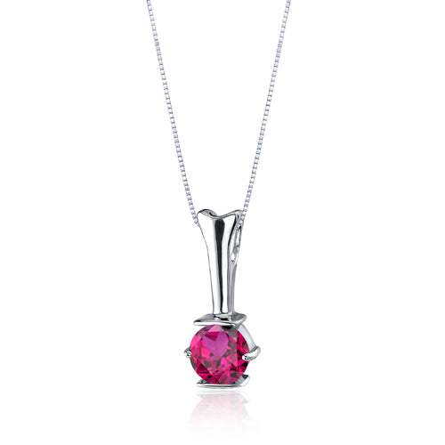 Created Ruby Pendant Sterling Silver 1.75 Carats