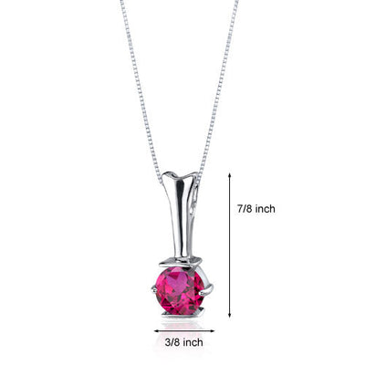 Created Ruby Pendant Sterling Silver 1.75 Carats