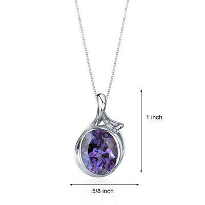 Alexandrite Pendant Necklace Sterling Silver Oval 6.75 Carats