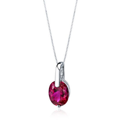 Ruby Pendant Necklace Sterling Silver Oval Shape 3.25 Carats SP9596